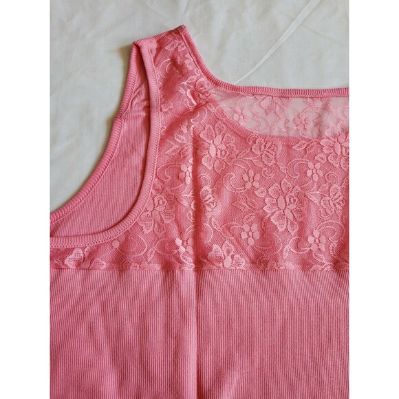 Dreams Co. Tank Top Womens Size 3 X Pink Sleeveless Lace Ribbed on the back New - Picture 3 of 5